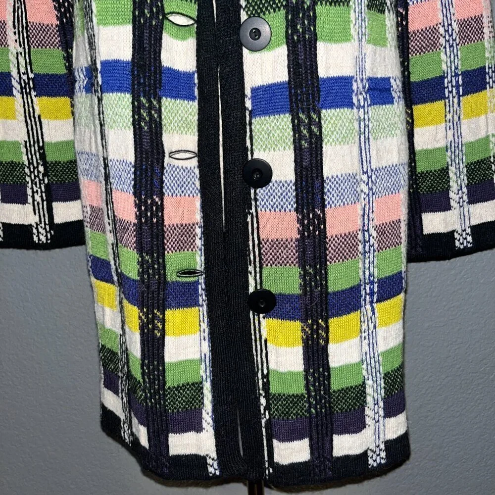 ANTHROPOLOGIE ALDOMARTINS SHANLEY PLAID WOOL ALPACA BLEND SWEATER COAT  EUC  XS